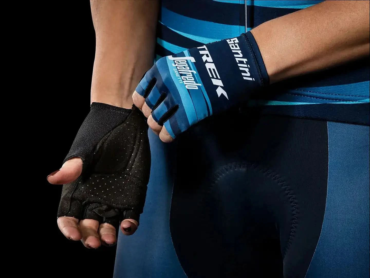 trek bicycle gloves Shine with Gloves Santini Trek-Segafredo Women's Team. order it now!